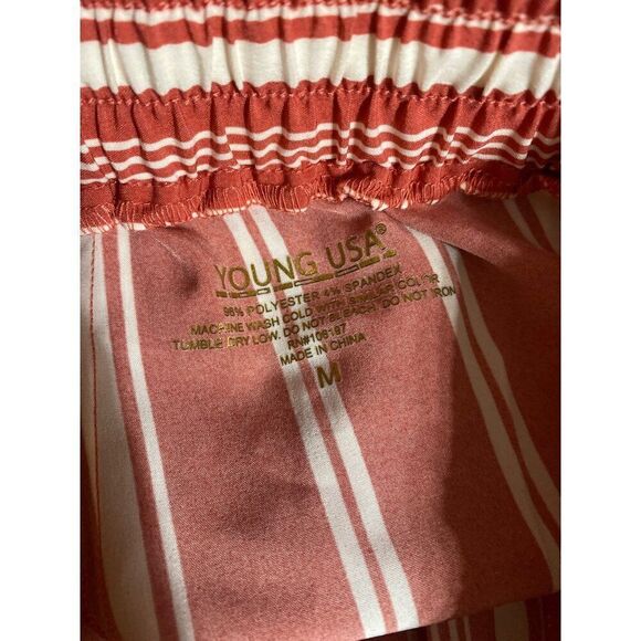 Young Usa women's striped tied elastic waist loose casual pants size medium - Picture 5 of 8